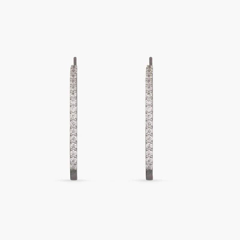 boho gemstone anklet Classic Single Pave Silver Hoop Earrings