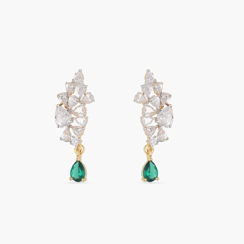 handcrafted gemstone ring women Cluster CZ Silver Drop Earrings