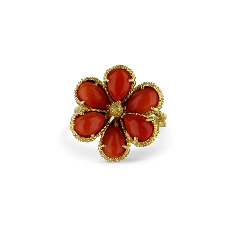 vintage cameo brooch jewelry Coral Flower Ring