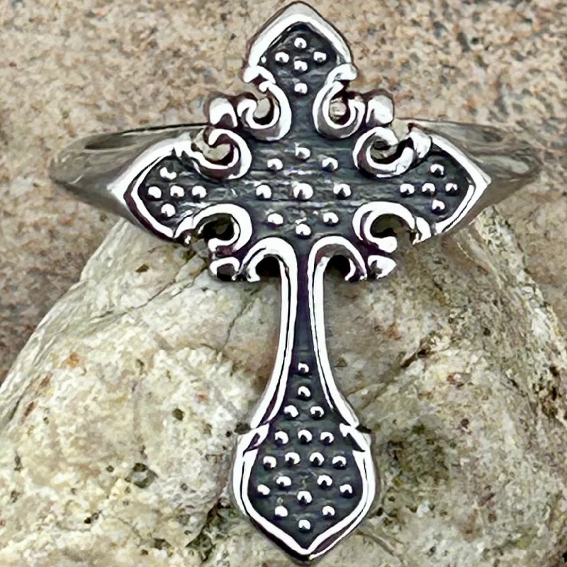 personalized initial ring stackable Cross Ring - The Queens Cross- R229