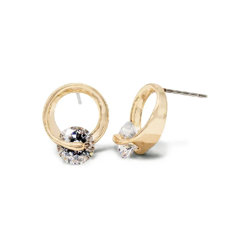 CZ Twisted Stud Earrings Gold Plated