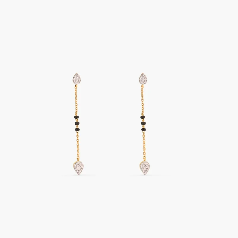 bold statement ring chunky Dazzle CZ Silver Mangalsutra Drop Earrings