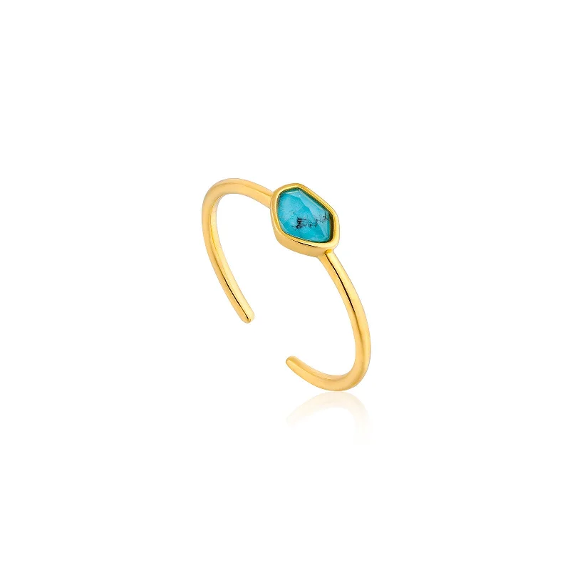 handmade leather ring Ania Haie Sterling Silver & Gold Plated Turquoise Adjustable Ring handmade leather ring Ania Haie Sterling Silver & Gold Plated Turquoise Adjustable Ring