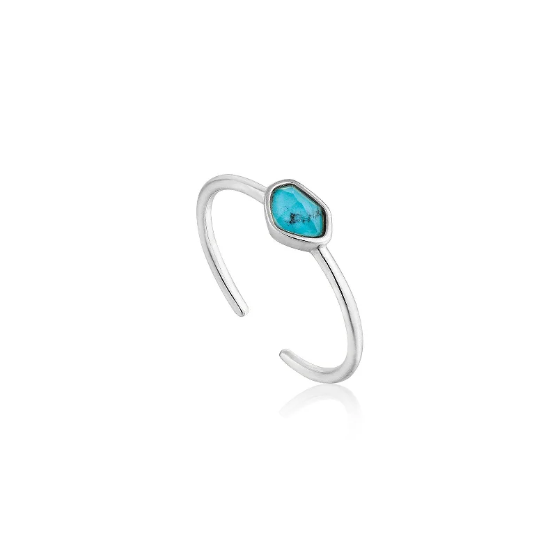 sterling silver lotus ring Ania Haie Sterling Silver Turquoise Adjustable Ring