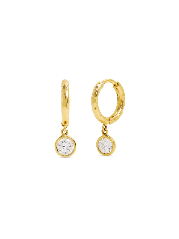 minimalist rose gold stacking rings Diamond Charmed Micro Gabby Yellow Gold Hoops
