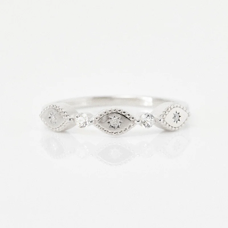 Diamond Evil Eye Stacking Ring