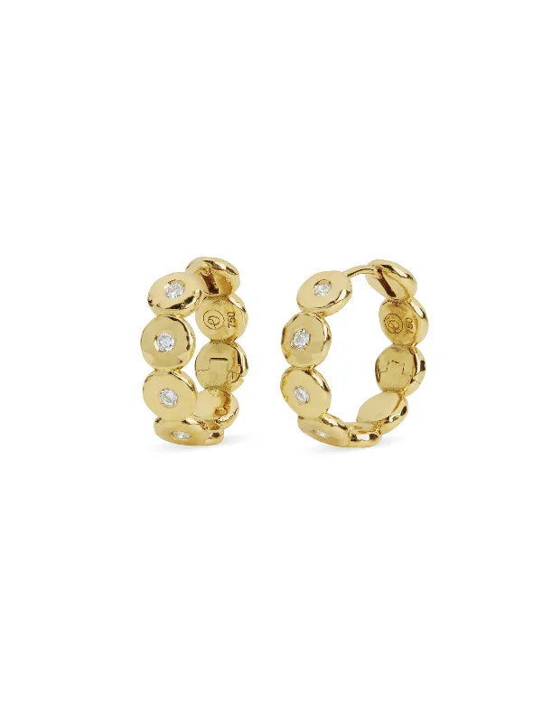 evil eye protection bracelet Diamond Petite Edith Yellow Gold Hoops
