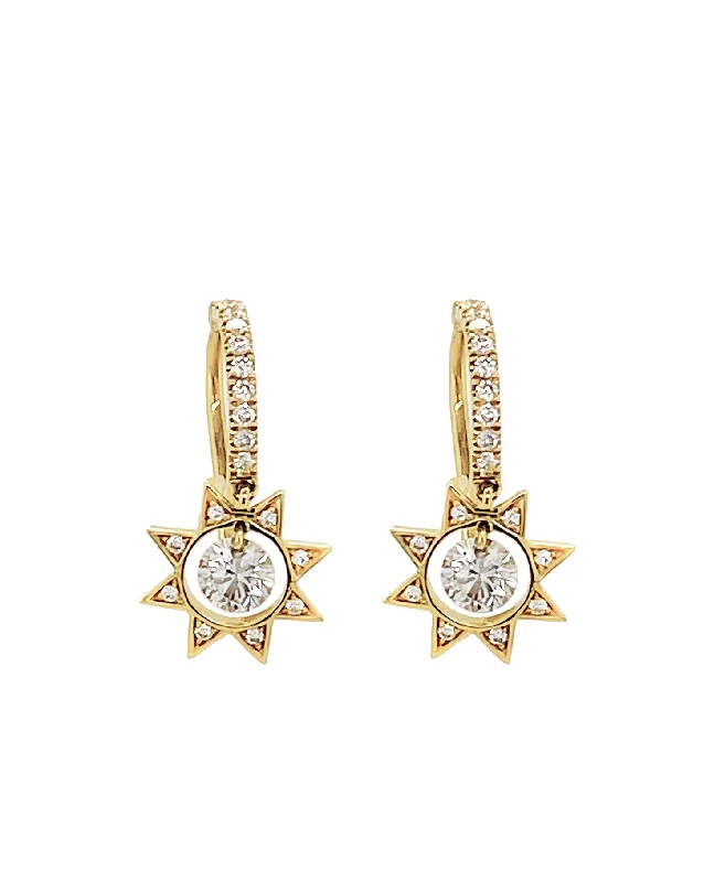 real citrine gemstone pendant Diamond Sunny Set Free Yellow Gold Hoop Earrings