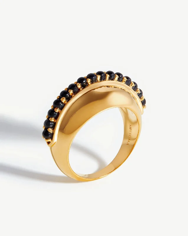 Dome Gemstone Ring | 18ct Gold Plated/Black Onyx