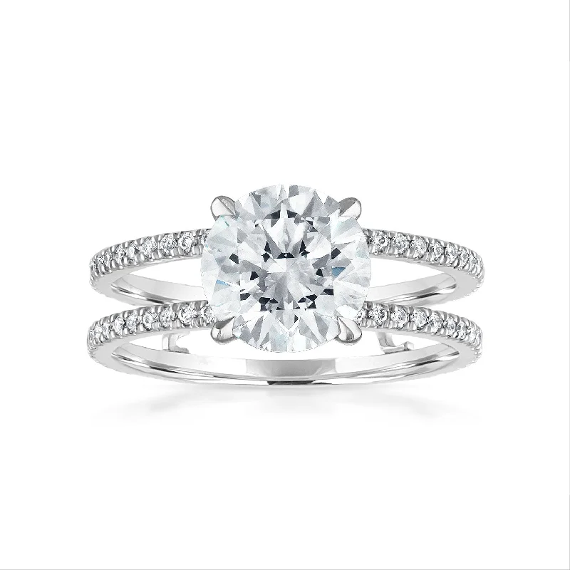 Double Pave Band Engagement Ring