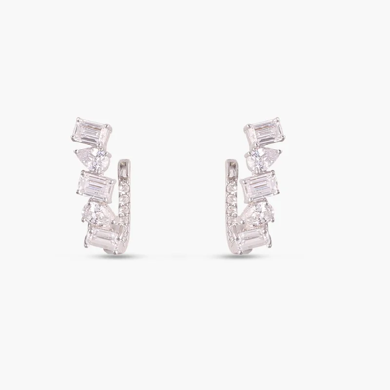 adjustable toe ring silver Drop and Emerald Cut CZ Silver Hoop Earrings