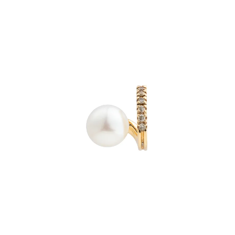 "Drosera"  Diamond Akoya Pearl Earring for Right ear