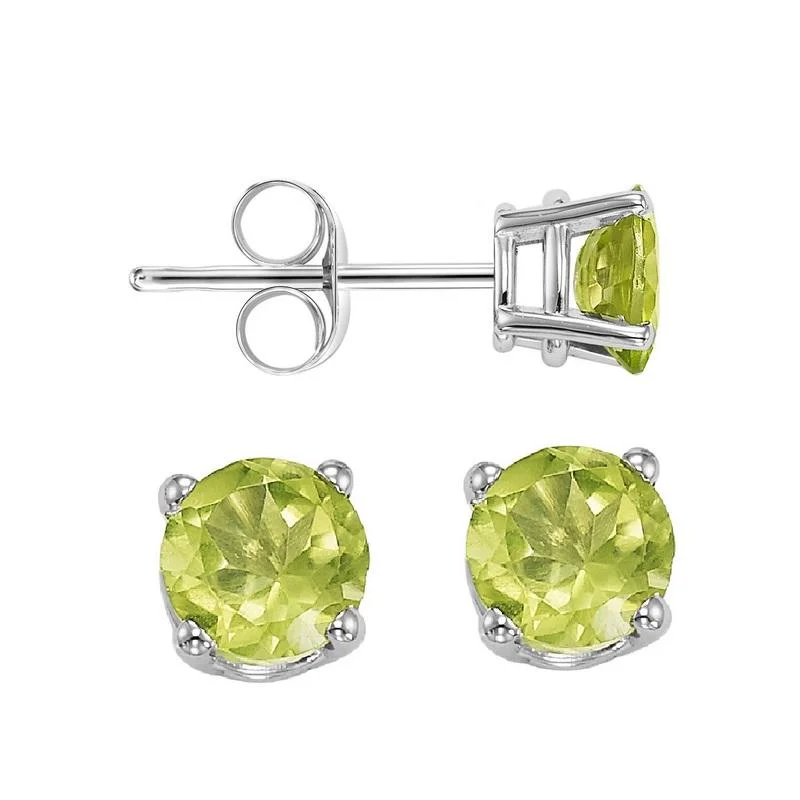 vintage diamond brooch pin 14KW Prong Peridot Studs