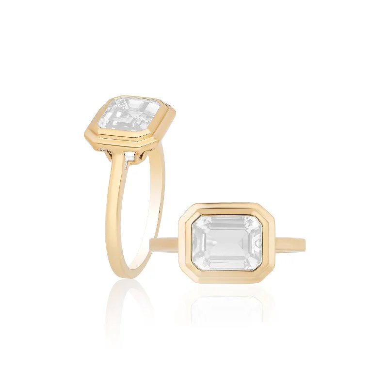 black pearl earrings classic Emerald Cut Bezel Set Ring