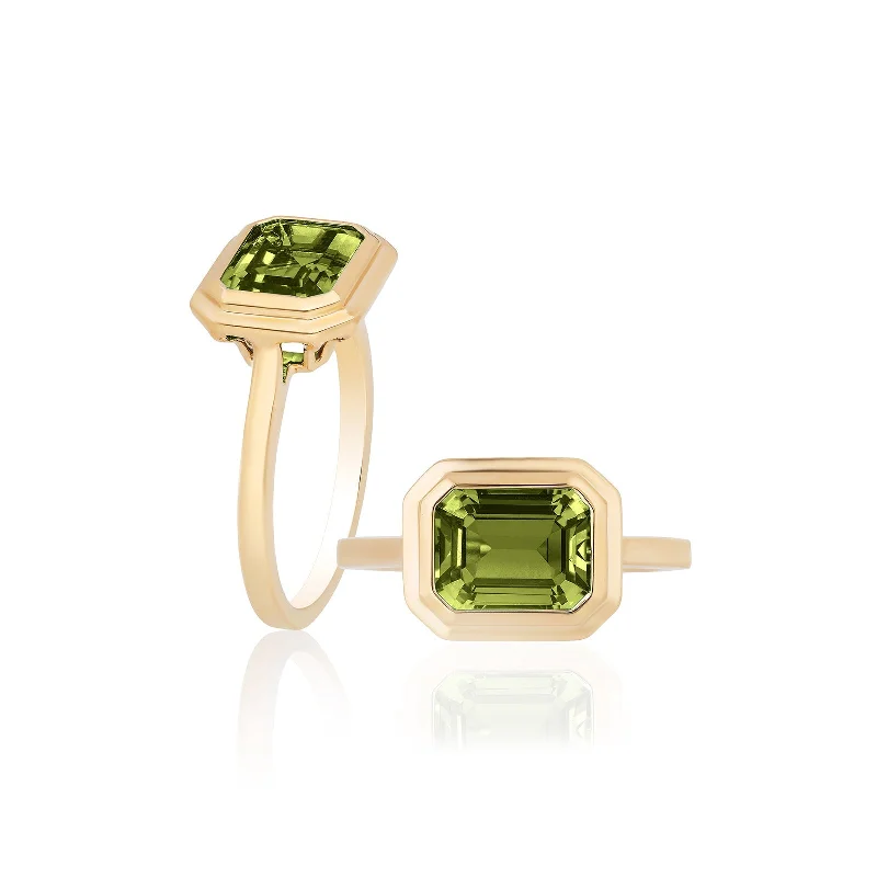 infinity couple’s ring matching set Emerald Cut Bezel Set Ring
