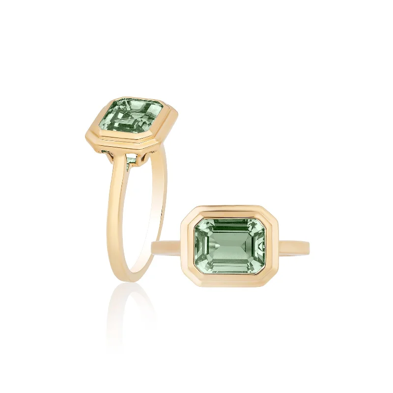 vintage-inspired moonstone necklace Emerald Cut Bezel Set Ring