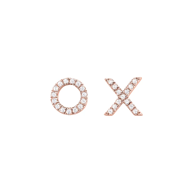 dainty gemstone drop earrings Rose Gold and Diamond "XO" Stud Earrings