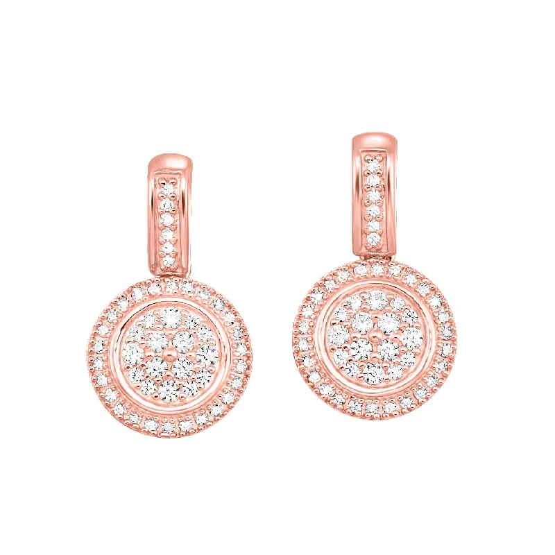 adjustable gemstone choker 14K Rose Gold and Diamond Dangle Drop Earrings