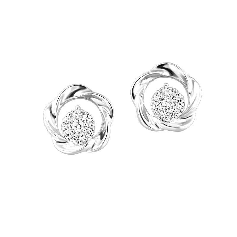 gemstone cluster earrings silver Sterling Silver and Cluster Diamond Earrings