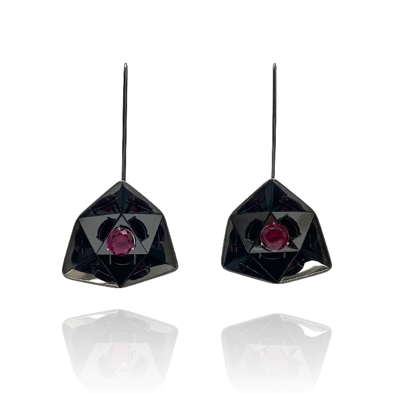 Eszter Sara Kocsor - Steel and Ruby Earrings