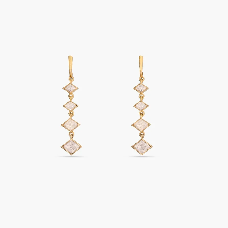 braided gold chain bracelet Eva Gold Plated Moissanite Silver Drop Earrings