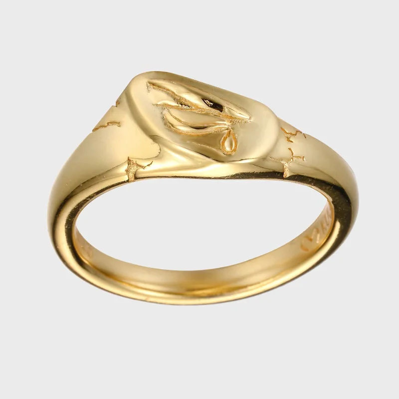 Fallen Angel Tear - Gold Ring