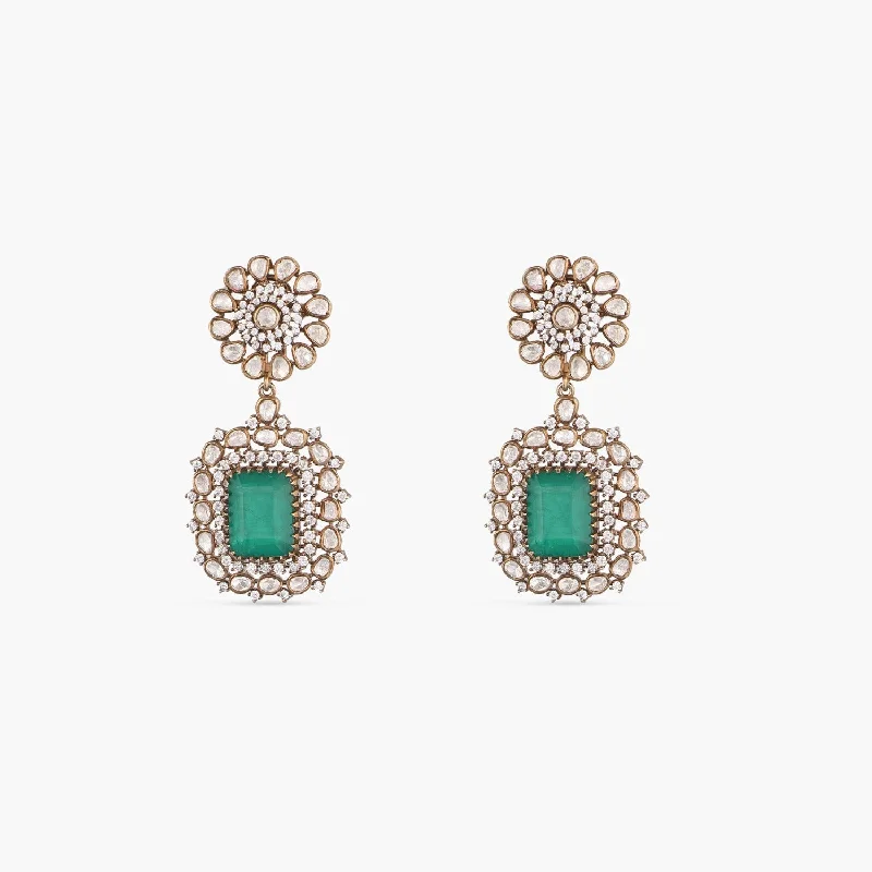 men’s sterling silver cufflinks Floral Drop Moissanite Silver Earrings