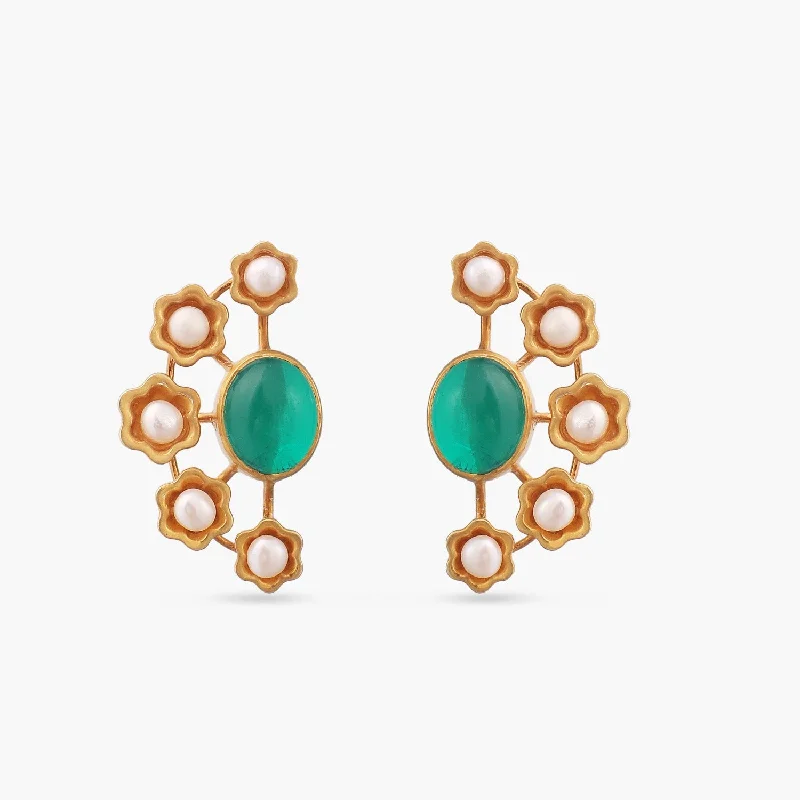 star-shaped cartilage stud earrings Floral Pearl Silver Studs