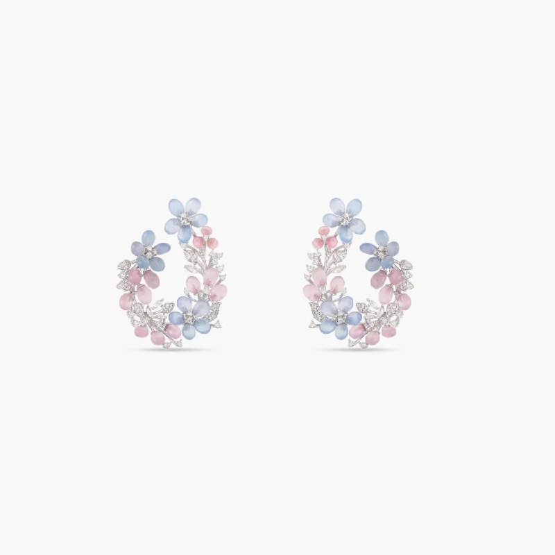 vintage gold engagement ring Floral Wreath CZ Front-Back Hoop Earrings