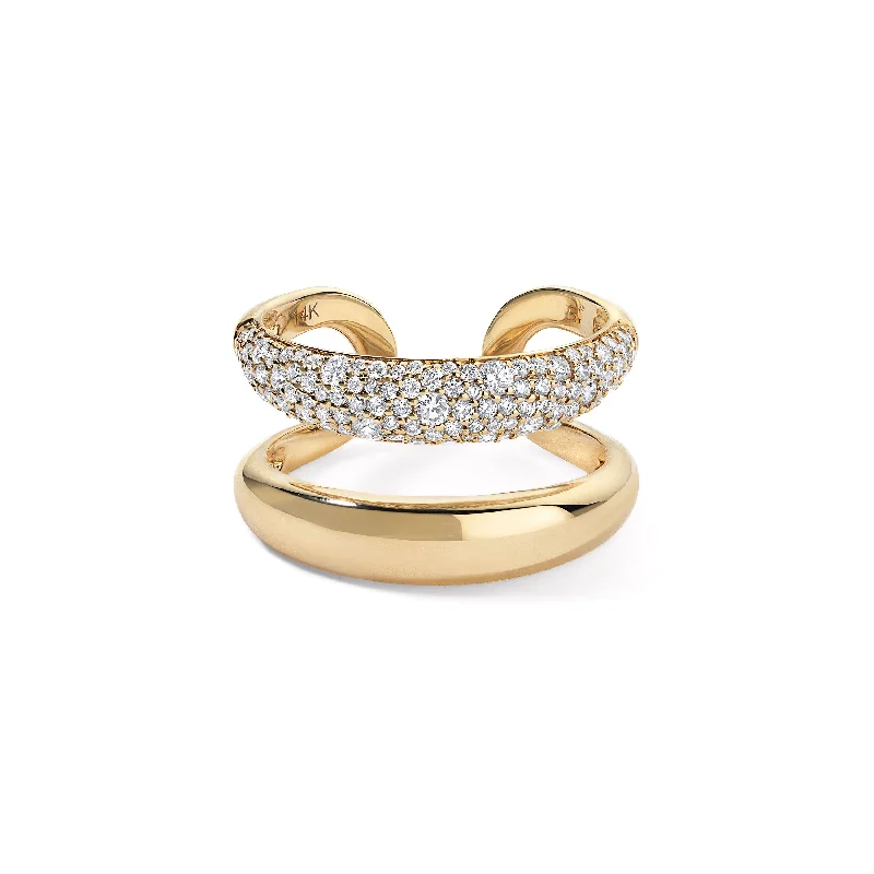 Gold and Diamond Double Domed Ring