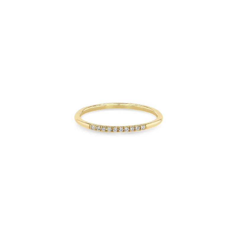 Gold Band Ring with 10 Pave Set Diamonds