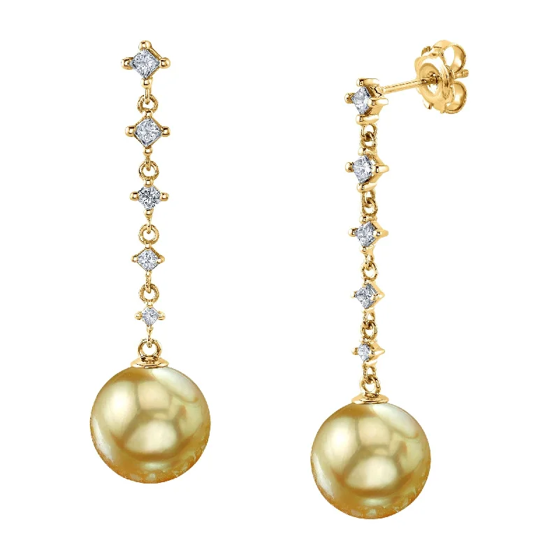 sterling silver infinity loop ring Golden Pearl & Diamond Brielle Earrings