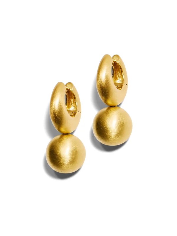 handcrafted raw crystal pendant Gumball Puffed Gold Huggie Hoop Earrings