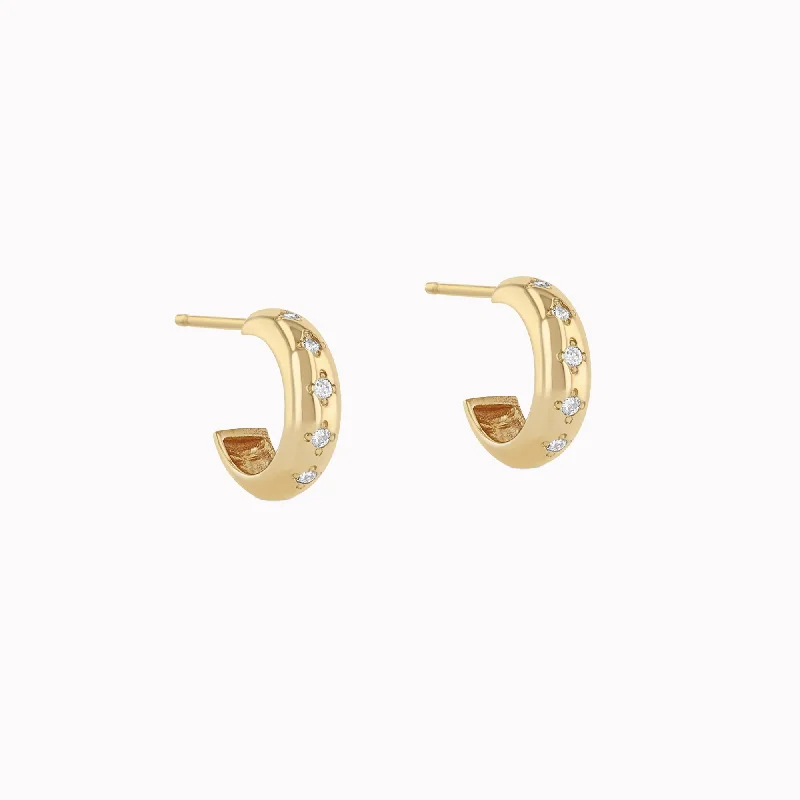 Half Round Huggie Hoop Earrings