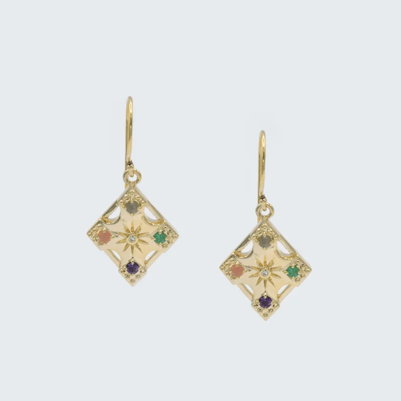 Harmony "LOVE" Gemstone Dangle Earrings - 4 Stones