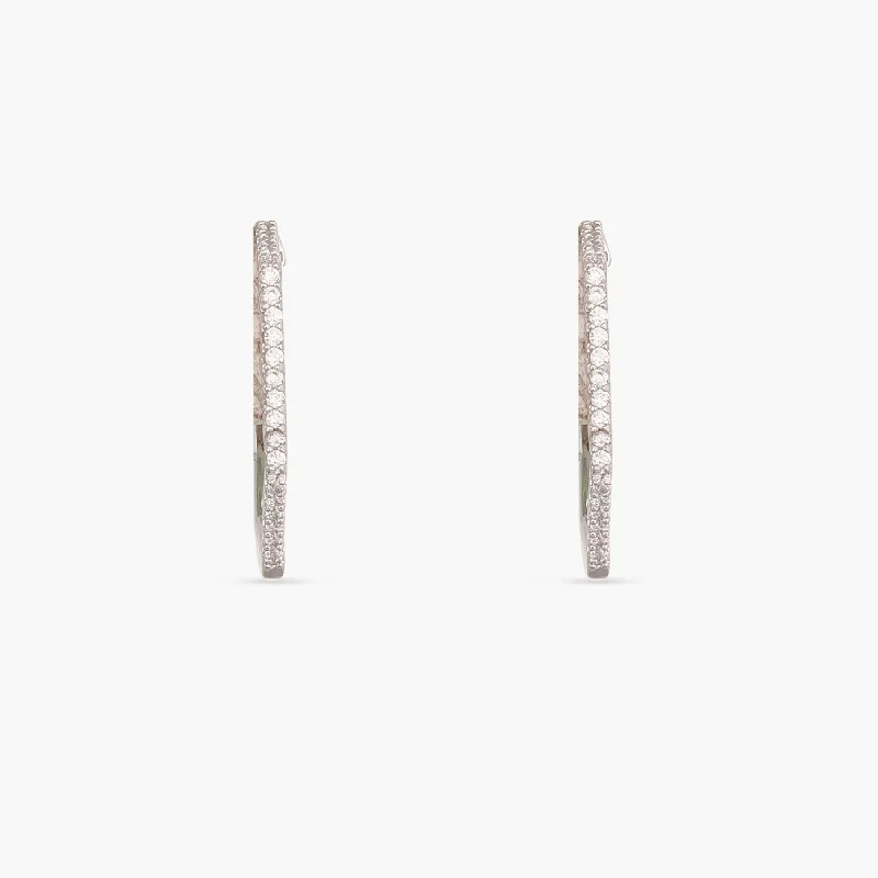 elegant pearl bridal set Hexa CZ Delicate Hoop Silver Earrings