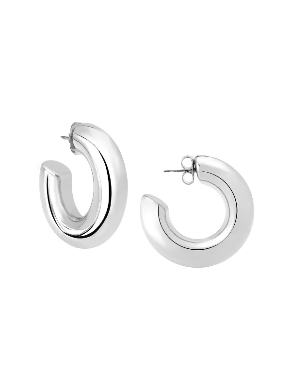 vintage sapphire engagement ring Oprah's Favorite Rhodium Medium Hoop Earrings