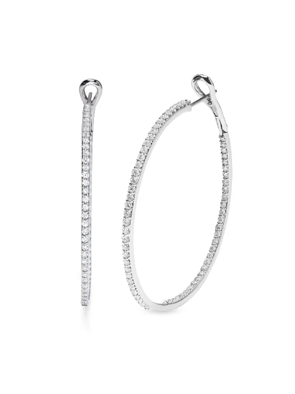 personalized hand-stamped bar ring Infinity White Gold Hoop Earrings