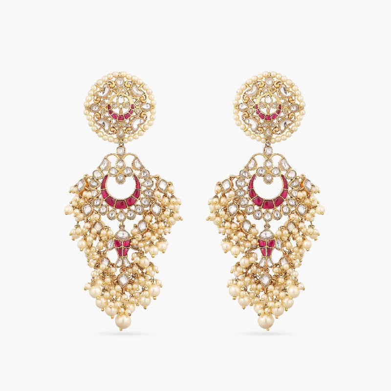 unique gemstone cocktail ring Jalika Chandbali Silver Earrings