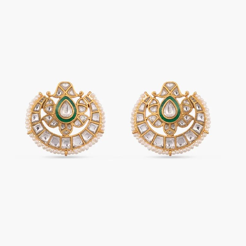 cubic zirconia tennis necklace Kamalika Jadau Silver Earrings