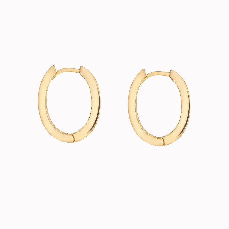 Knife Edge Oval Hoop Earrings