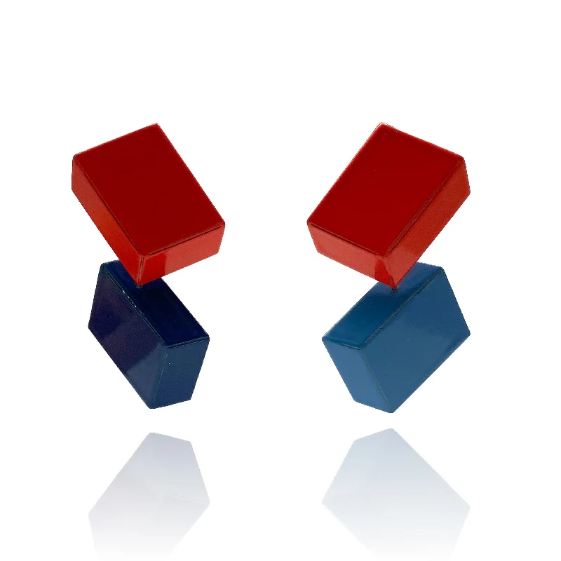 Konstanze Prechtl - Red and Blue Geometric Earrings