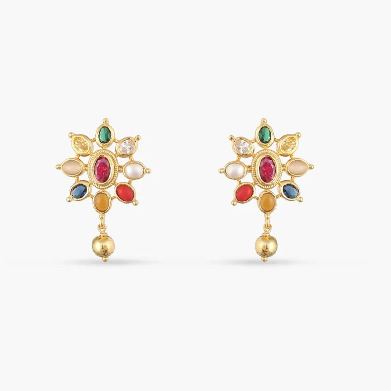 modern geometric silver ring Lahar Navaratna Petal Silver Stud Earrings