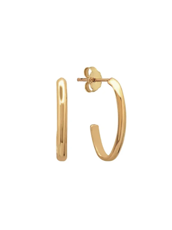 men’s hammered titanium ring Large Edith Link Yellow Gold Stud Hoop Earrings