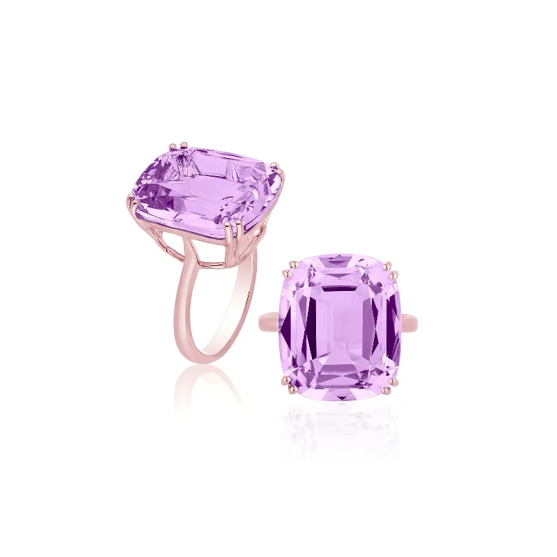 chunky chain necklace trendy Lavender Amethyst Cushion Ring
