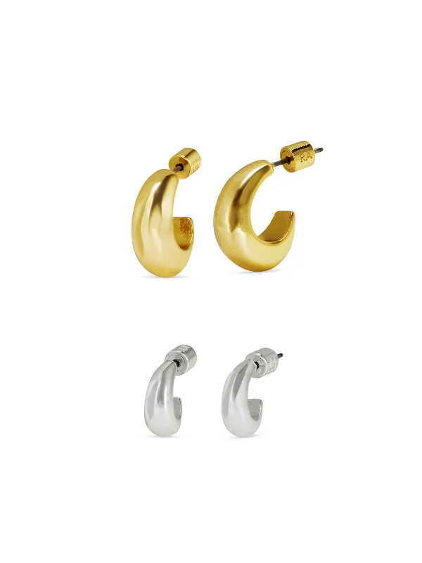 celestial sunburst necklace gold Level Up Mini Hoops Set