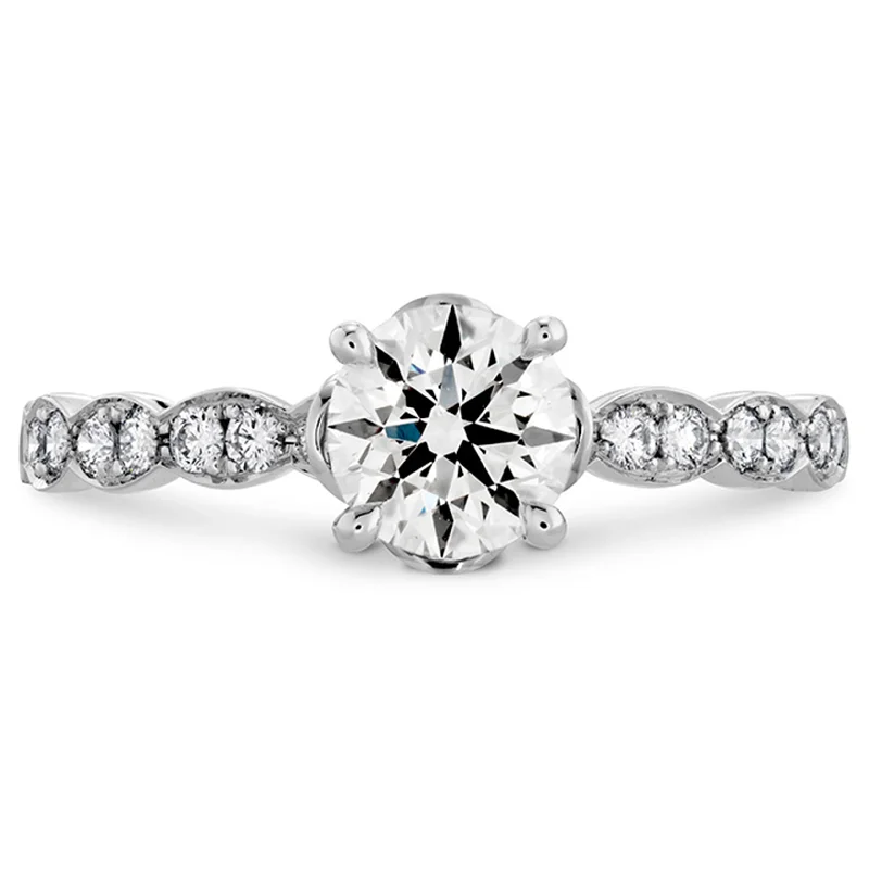 silver wave ring dainty Lorelei Floral Engagement Ring with Diamond Band