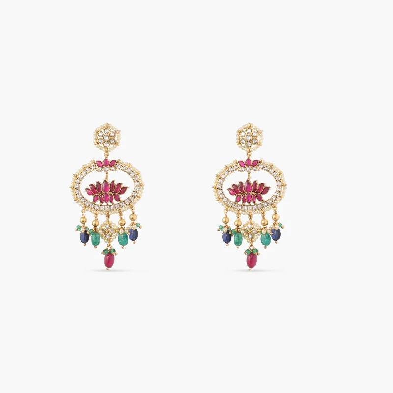 minimalist gold square earrings Lotus Bloom Heritage Jadau Silver Chandbali Earrings