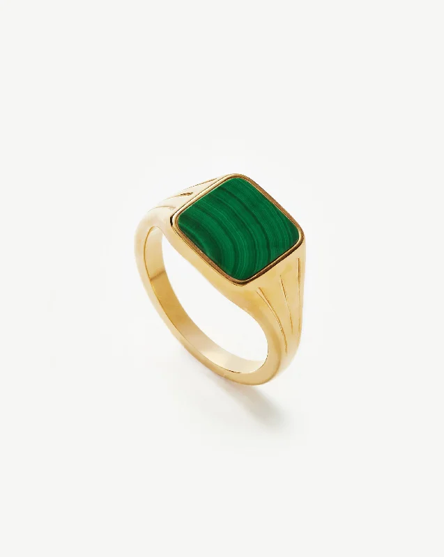 Lucy Williams Square Signet Ring | 18ct Gold Vermeil/Malachite