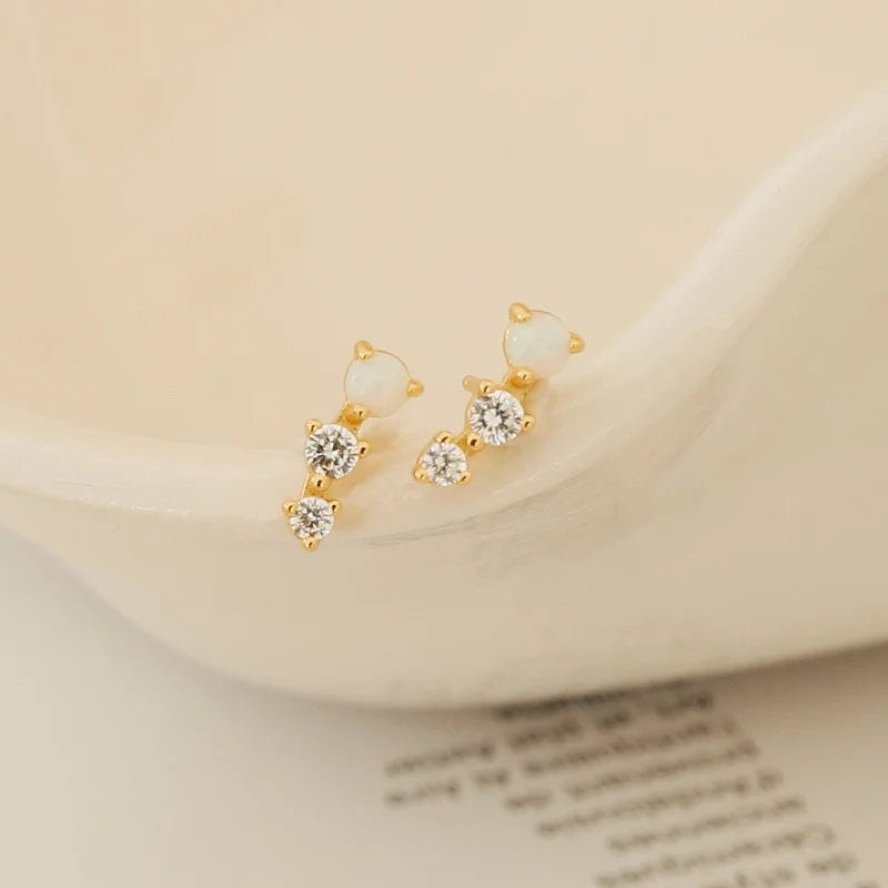 men’s engraved stainless steel bracelet Maeve Opal Studs
